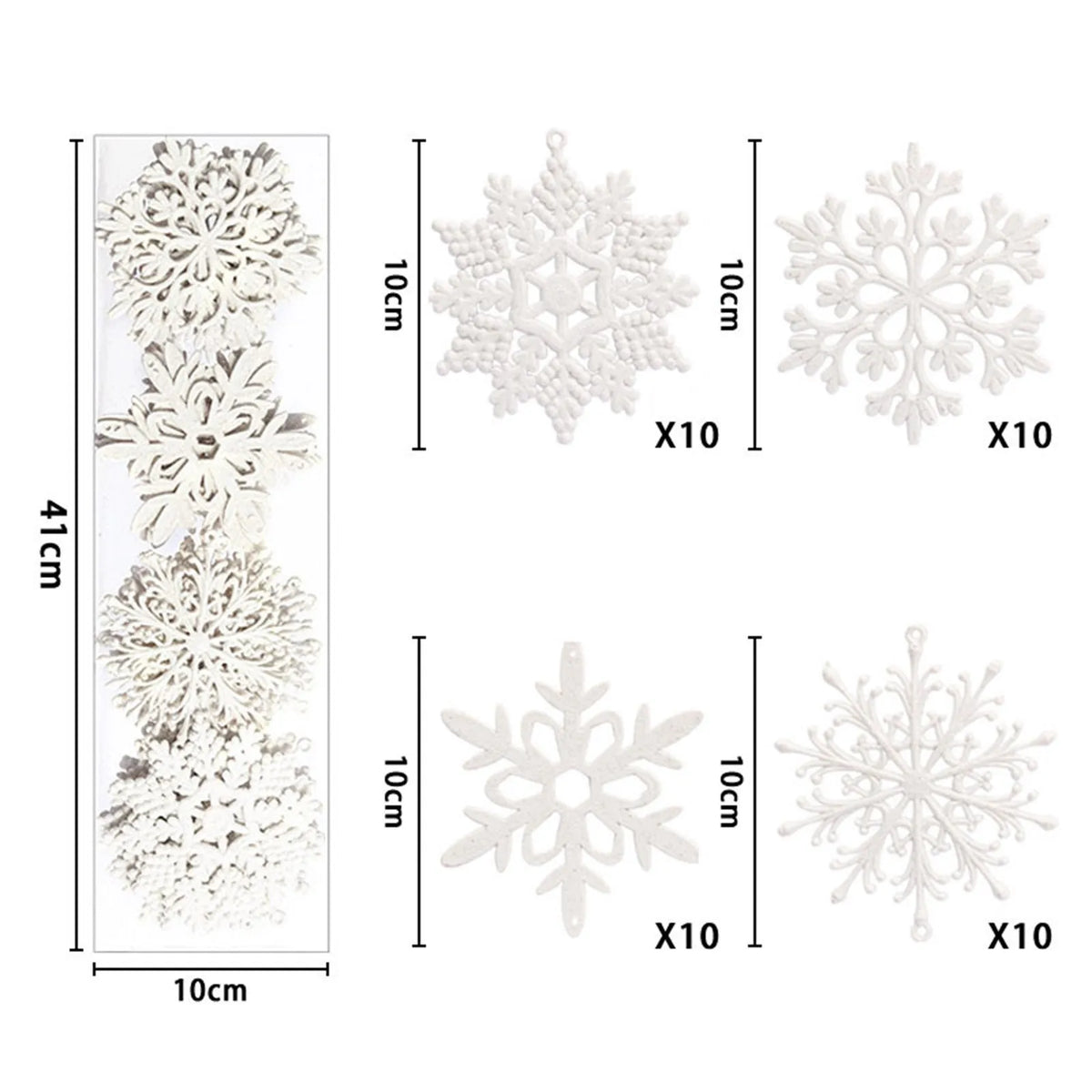 40pcs Christmas Snowflakes Xmas Tree Hanging Winter Decoration