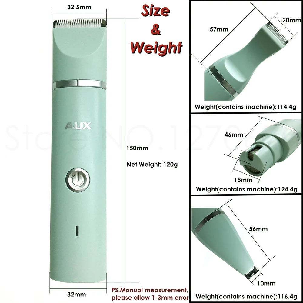 Professional Silent Cat & Dog Hair Trimmer. Paws Nail Grinder Animal. USB Rechargeable Pet Grooming Clipper
