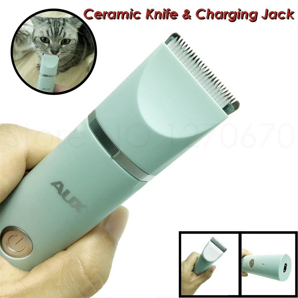 Professional Silent Cat & Dog Hair Trimmer. Paws Nail Grinder Animal. USB Rechargeable Pet Grooming Clipper