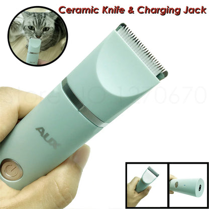 Professional Silent Cat & Dog Hair Trimmer. Paws Nail Grinder Animal. USB Rechargeable Pet Grooming Clipper