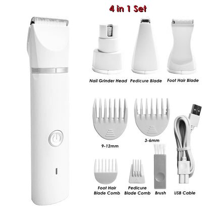Professional Silent Cat & Dog Hair Trimmer. Paws Nail Grinder Animal. USB Rechargeable Pet Grooming Clipper