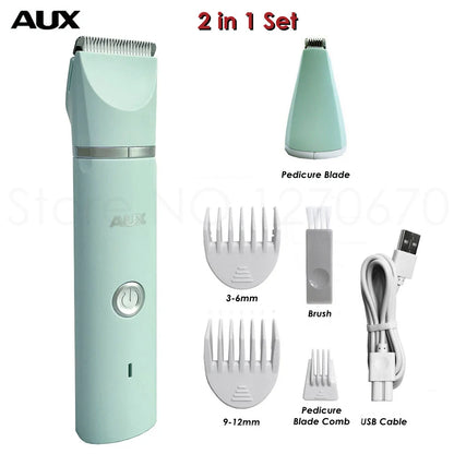Professional Silent Cat & Dog Hair Trimmer. Paws Nail Grinder Animal. USB Rechargeable Pet Grooming Clipper
