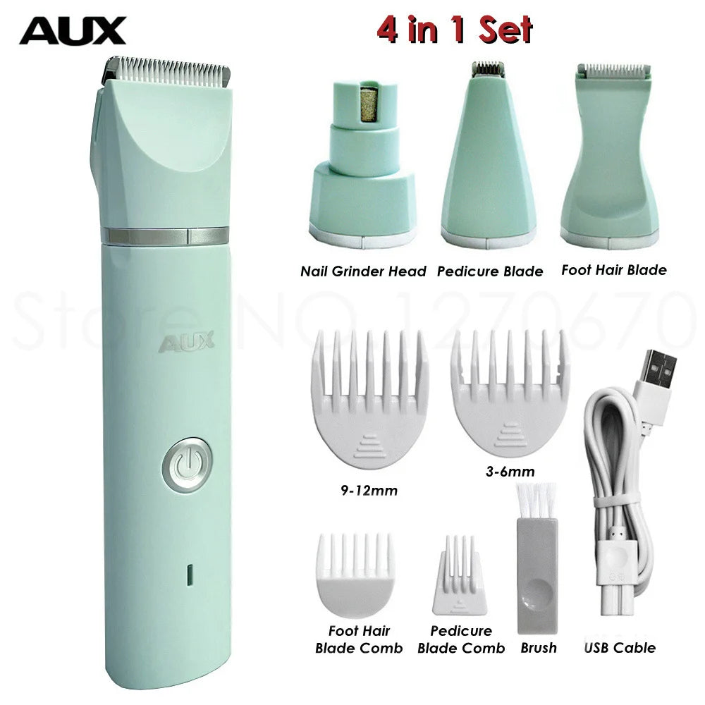 Professional Silent Cat & Dog Hair Trimmer. Paws Nail Grinder Animal. USB Rechargeable Pet Grooming Clipper