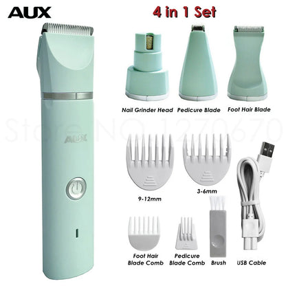 Professional Silent Cat & Dog Hair Trimmer. Paws Nail Grinder Animal. USB Rechargeable Pet Grooming Clipper