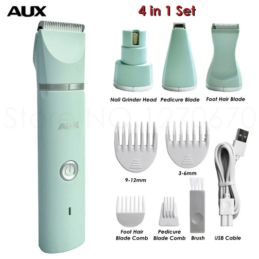 Professional Silent Cat & Dog Hair Trimmer. Paws Nail Grinder Animal. USB Rechargeable Pet Grooming Clipper