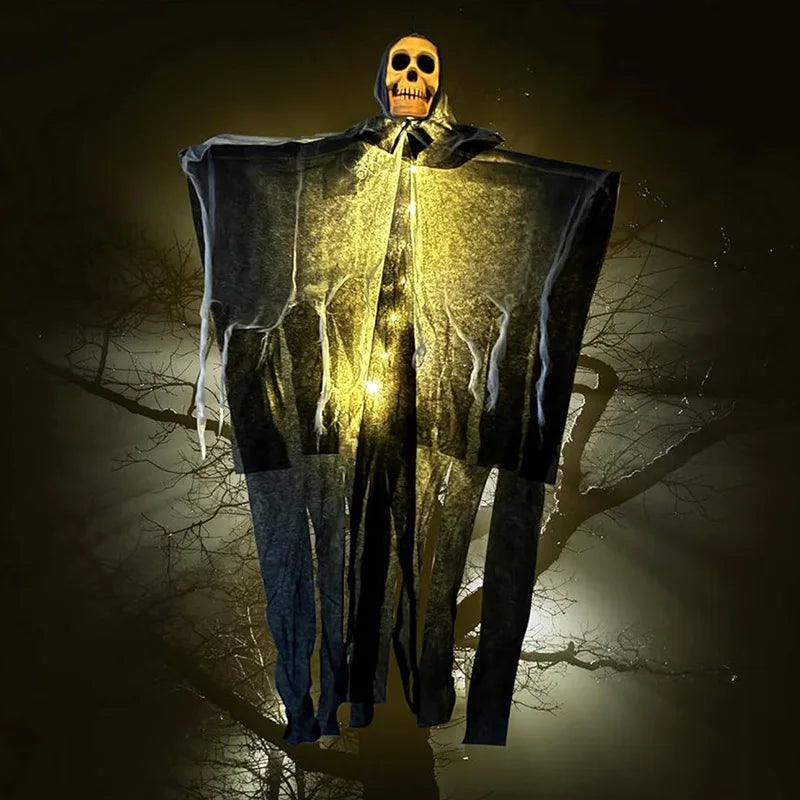 1pcs Halloween Glowing Skull Skeleton Gauze Hanging Home Outdoor Garden Decoration