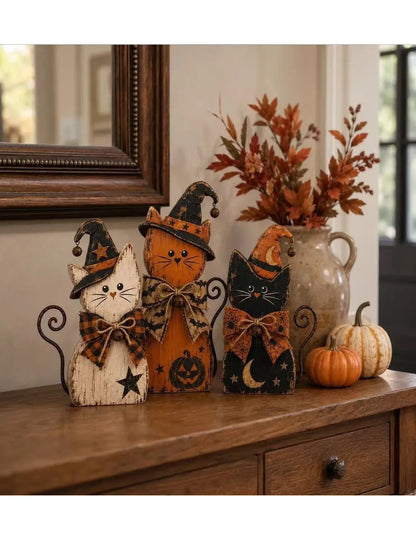 🐈‍⬛ Retro Halloween Witch Cat Decor Set