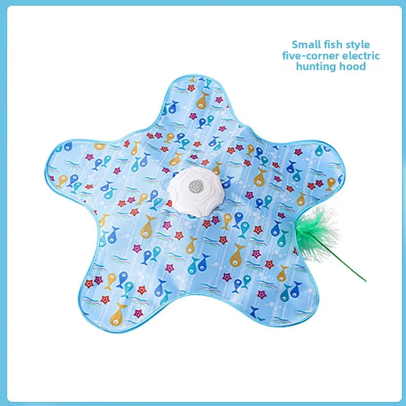 Interactive Hide and Seek Cat Toy with Mouse Squeaky Sound. Motion Activated Moving Concealed Feathers Kitten Teaser Toy
