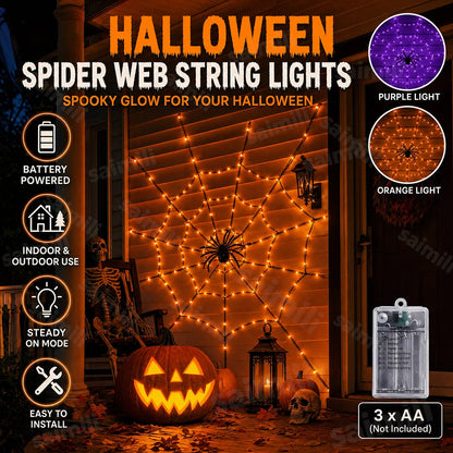 🕷️ Halloween Spider Web LED Net Lights