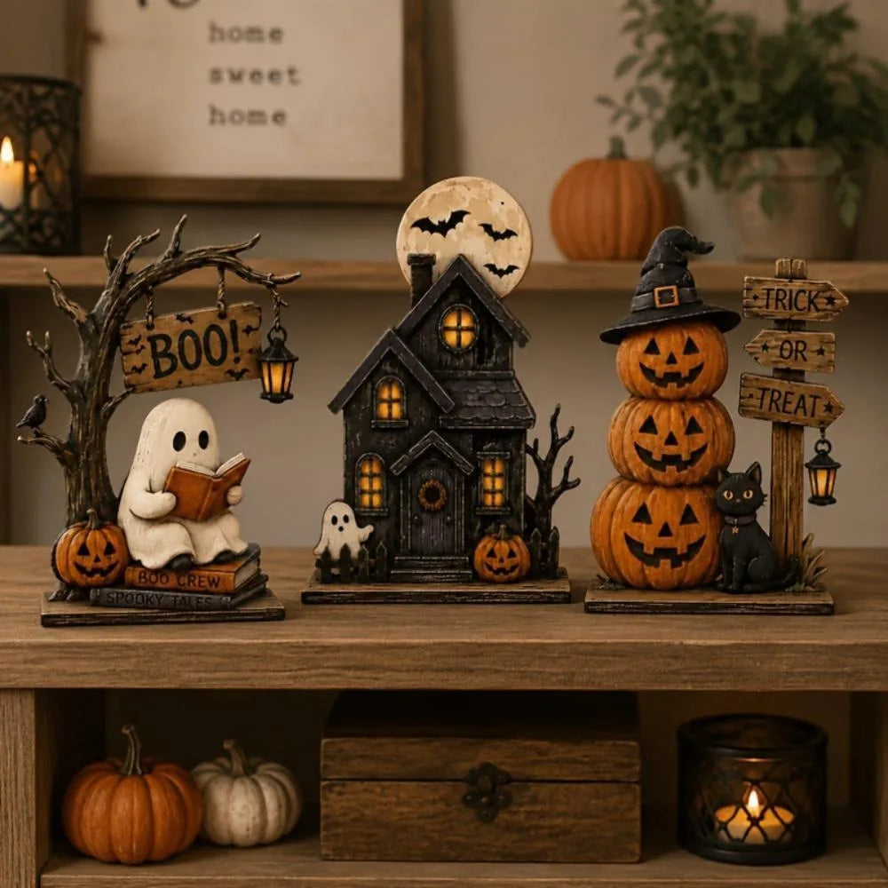 👻 Vintage Halloween Wooden Ghost Ornaments