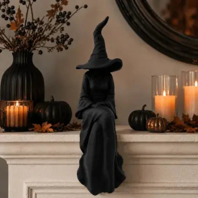 🧙‍♀️ Black Seated Witch Halloween Wall Decor