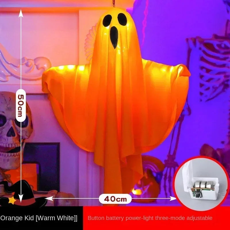 Halloween Glowing White Ghost LED Hanging Ghosts Horror Props with Fairy Light for Indoor & Outdoor Haunted House Halloween Decoration