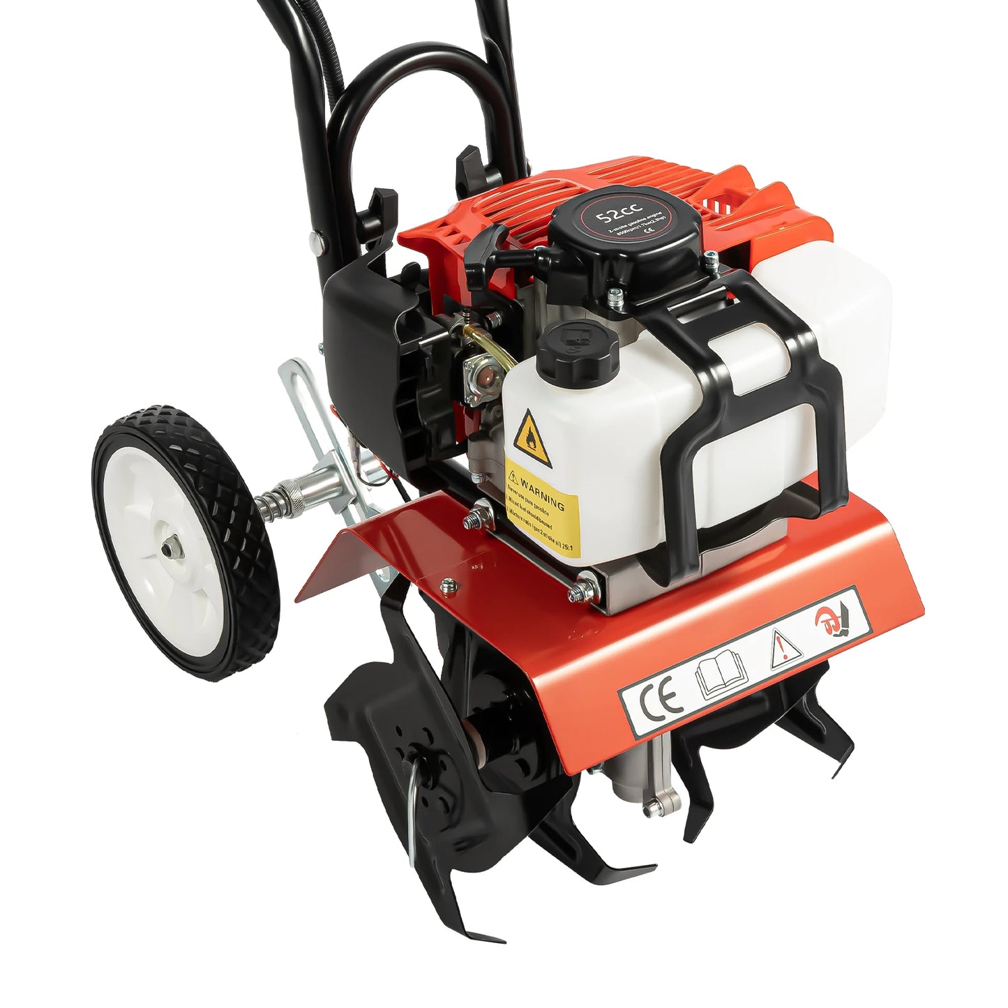 52CC Farm Cultivator Scarifier Garden Tiller, Gasoline powered Farming Cultivation Tool, Soil Loosening 4 Blades 1700W for Farmlands