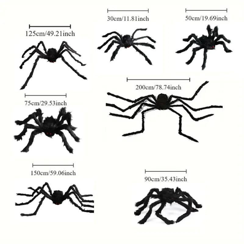 Halloween Big Plush Spider. Horror Halloween Decoration. Party Prop Outdoor Giant Spider Decor 30-200cm Chamber Prank Black Spider