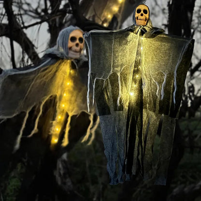 1pcs Halloween Glowing Skull Skeleton Gauze Hanging Home Outdoor Garden Decoration