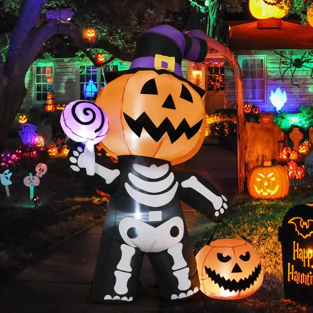 6FT Halloween Inflatable Pumpkin Skull – Yard Decor