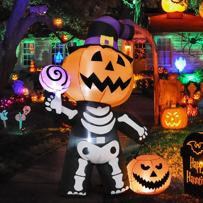 6FT Halloween Inflatable Pumpkin Skull – Yard Decor
