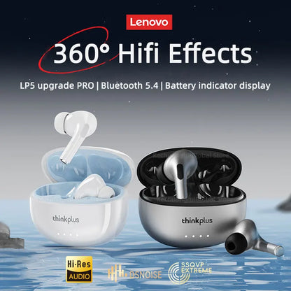Lenovo LP5 PRO Wireless Bluetooth 5.4 Earphones TWS HiFi Sound for Gaming Earbuds