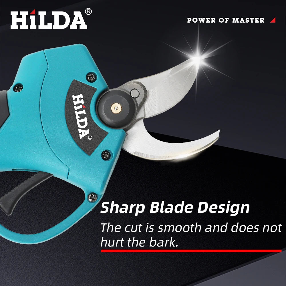 HILDA Brushless Electric Pruning Shears, 500W Pruner Cordless Electric Garden Scissors Fruit Tree Cutter