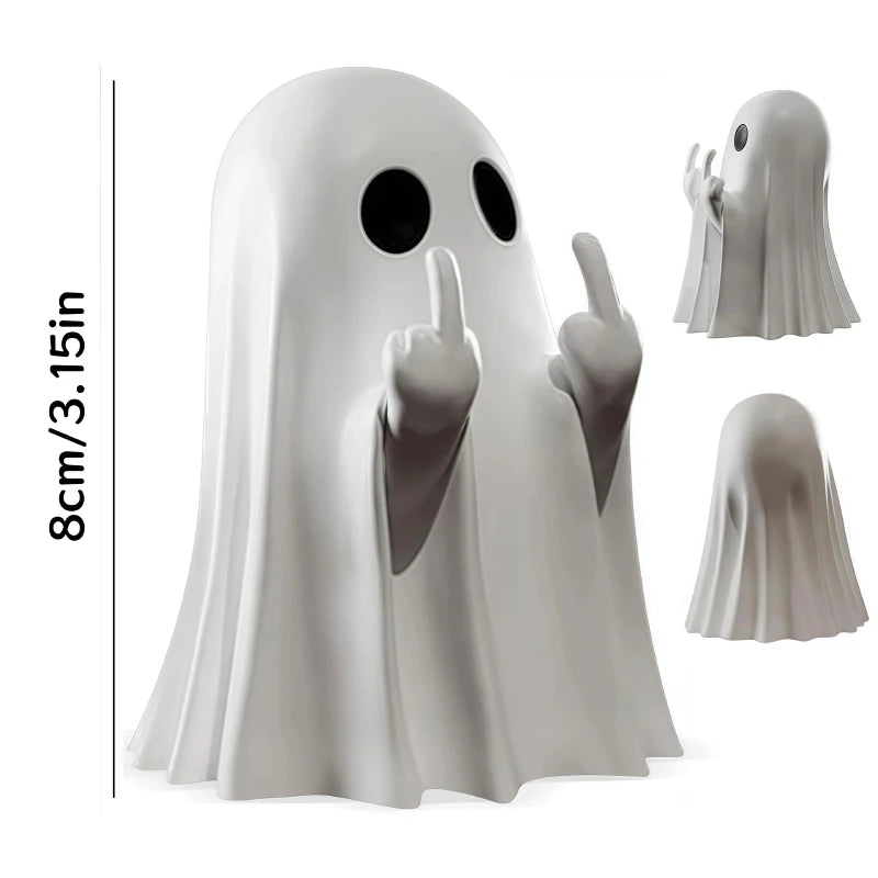 👻 Cute Middle Finger Ghost Halloween Statue
