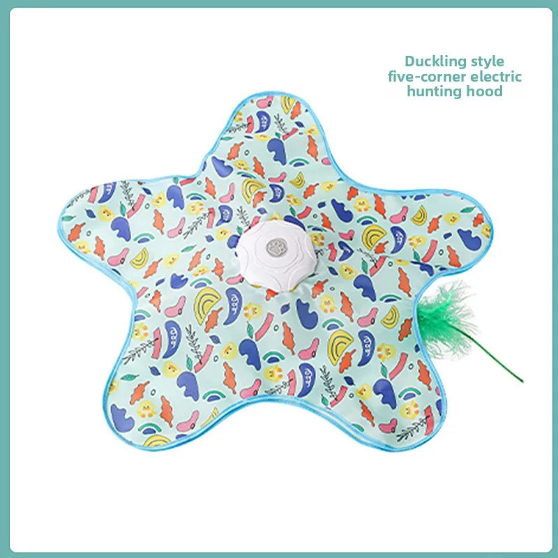 Interactive Hide and Seek Cat Toy with Mouse Squeaky Sound. Motion Activated Moving Concealed Feathers Kitten Teaser Toy