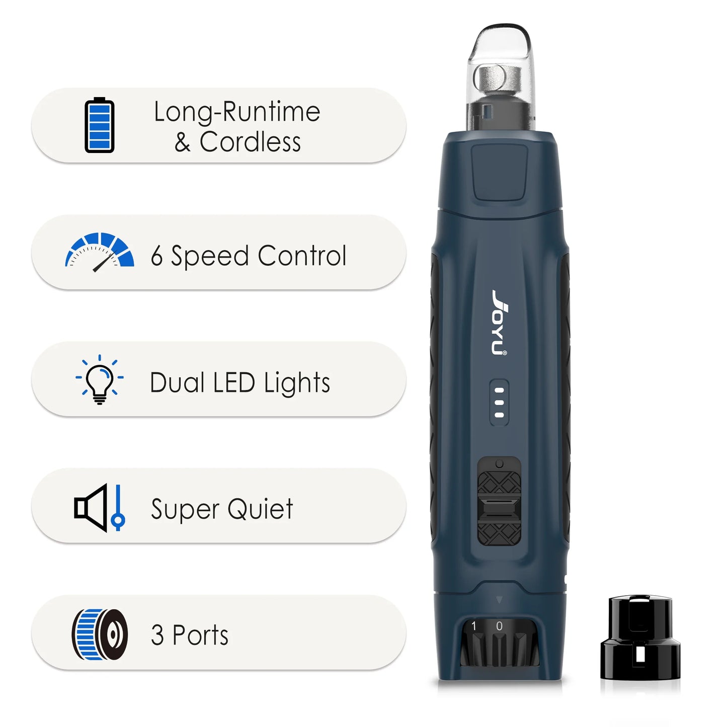 JOYU 6-Speed Quiet Pet Nail Grinder & Paws Clippers with Dual LED Lights for Cats & Dog Claws for Grooming