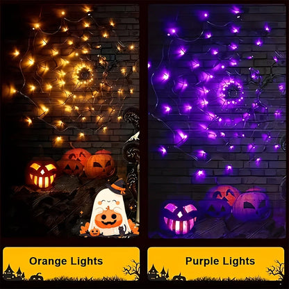 🕷️ Halloween Spider Web LED Net Lights