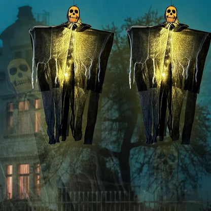 1pcs Halloween Glowing Skull Skeleton Gauze Hanging Home Outdoor Garden Decoration