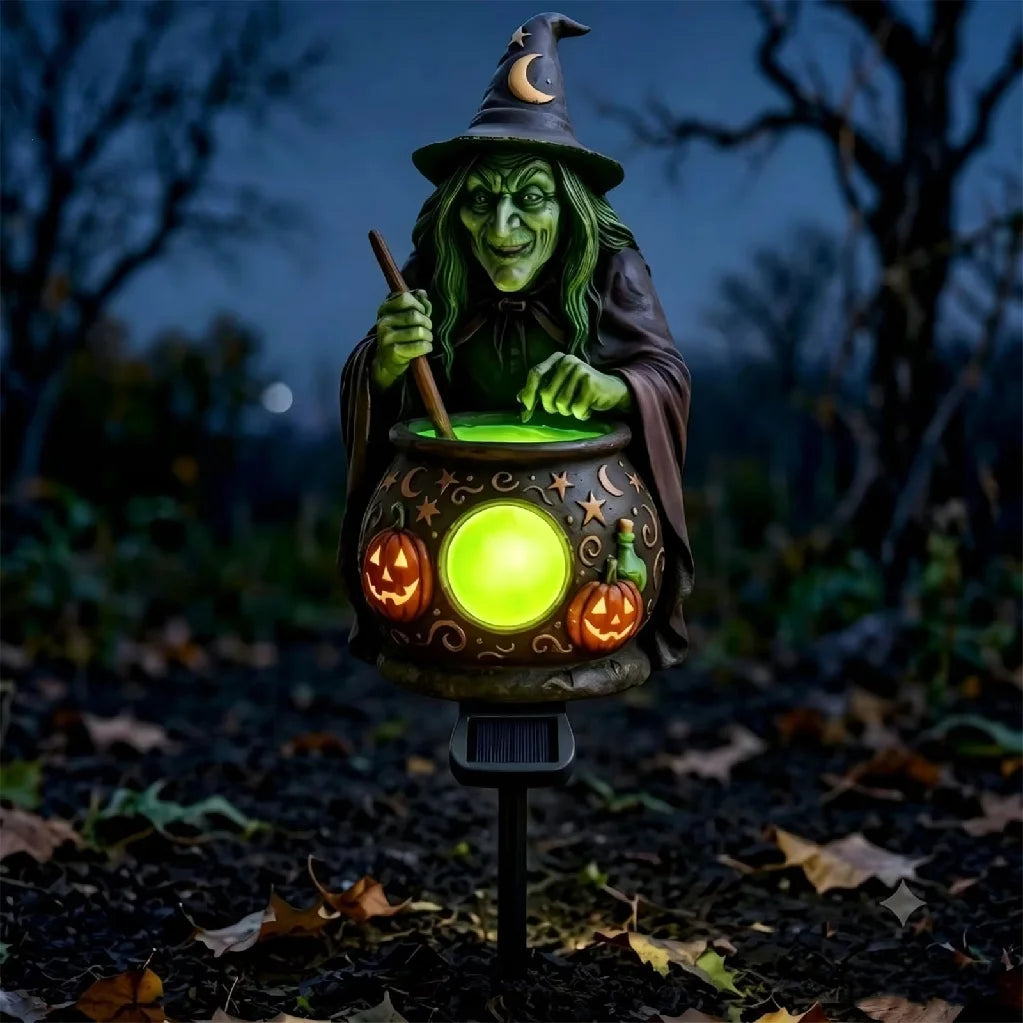 🎃 Halloween Solar Witch Cauldron Garden Light
