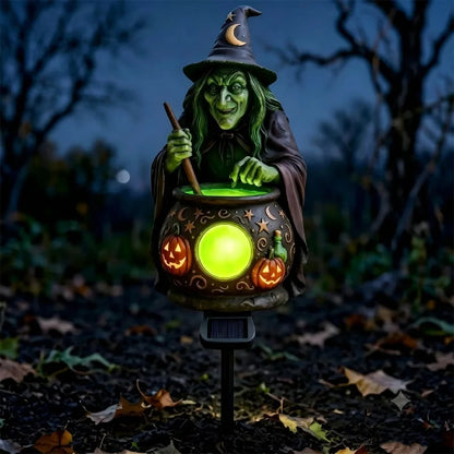 🎃 Halloween Solar Witch Cauldron Garden Light