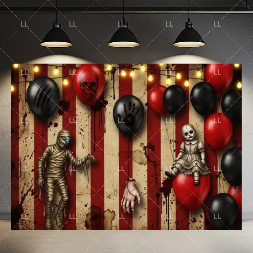 🤡 Scary Circus Halloween Clown Backdrop