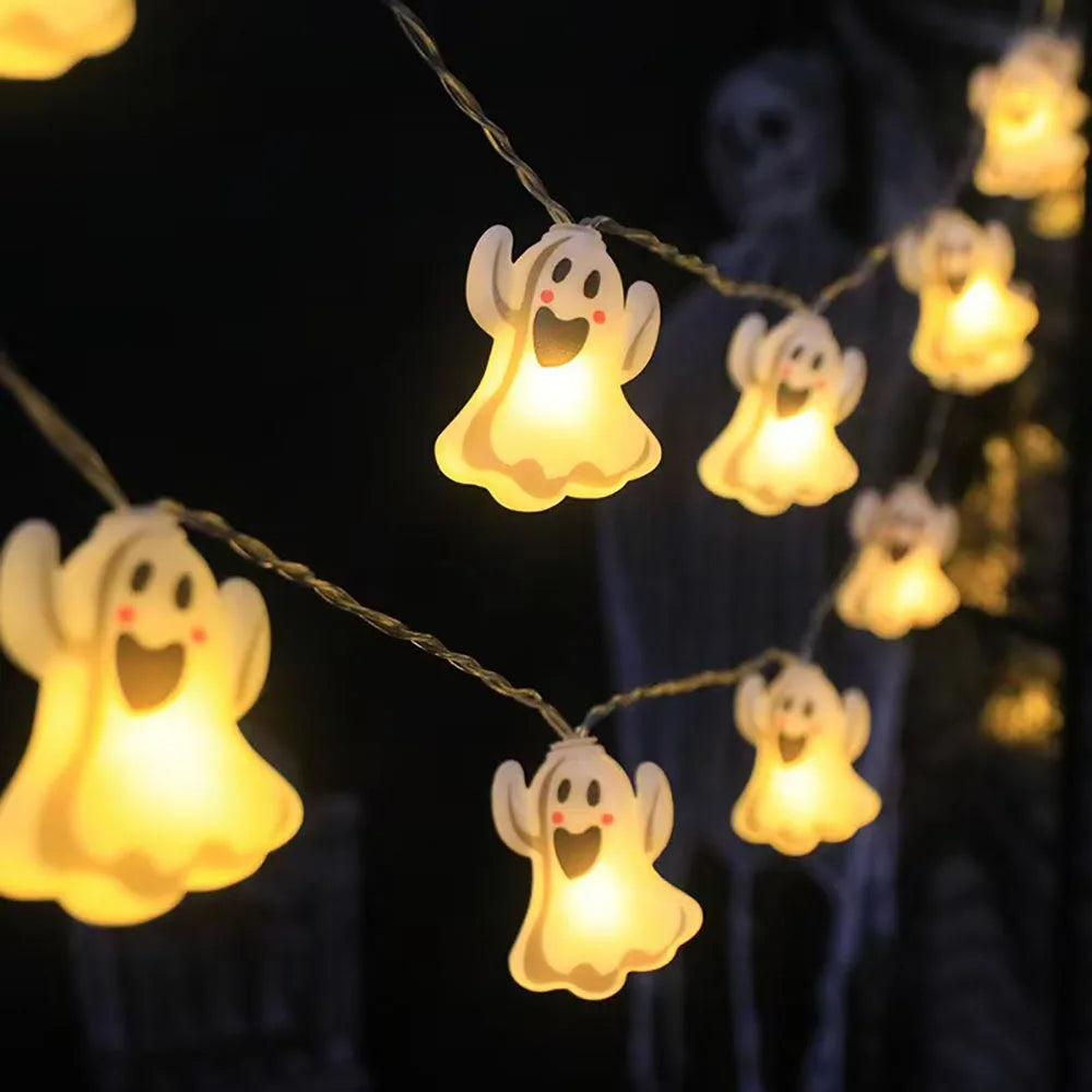 Halloween Decoration LED String Lights. Pumpkin, Ghosts, Spider Web Hanging Lamp. Home Outdoor Lantern Props