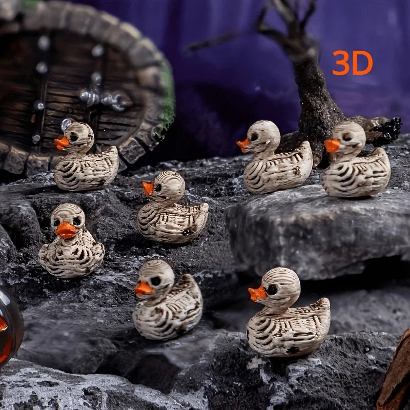 💀 Cute Gothic Skeleton Duck Figurines