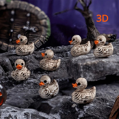 💀 Cute Gothic Skeleton Duck Figurines