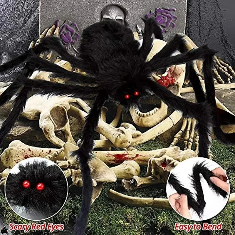 Halloween Big Plush Spider. Horror Halloween Decoration. Party Prop Outdoor Giant Spider Decor 30-200cm Chamber Prank Black Spider