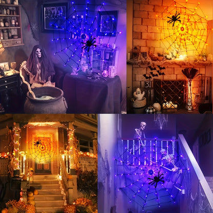 🕷️ Halloween Spider Web LED Net Lights