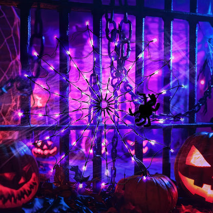 🕷️ Halloween Spider Web LED Net Lights
