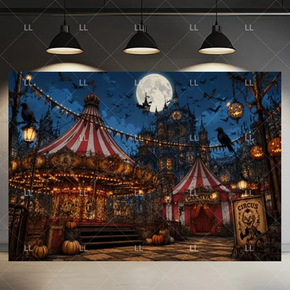 🤡 Scary Circus Halloween Clown Backdrop