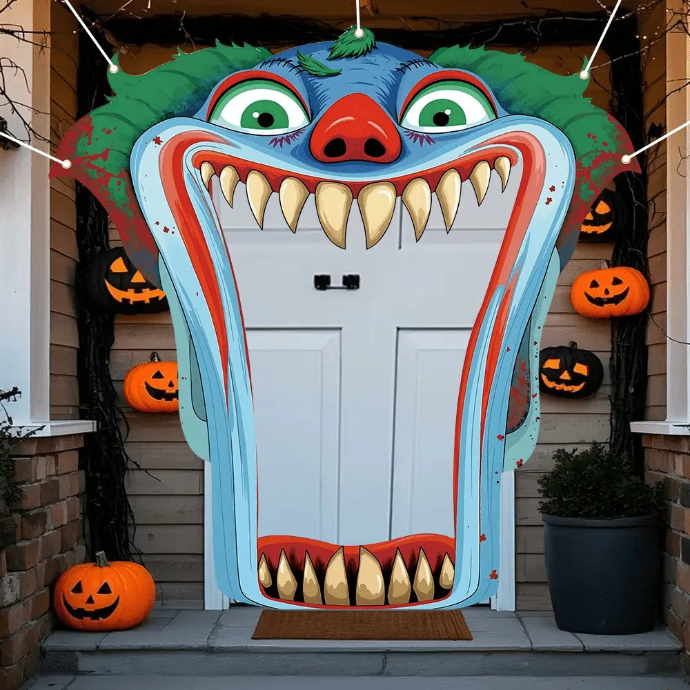 🤡 Vintage Scary Clown Halloween Door Banner