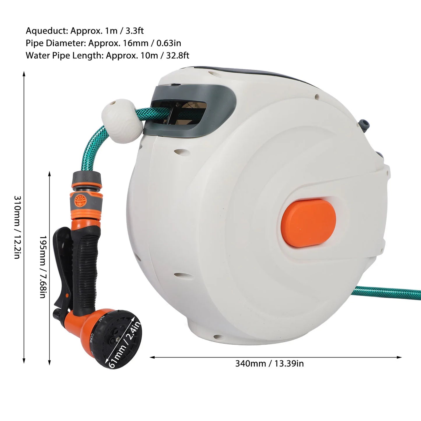 Retractable Garden Hose with Automatic Lock with Sprayer Nozzle for Watering