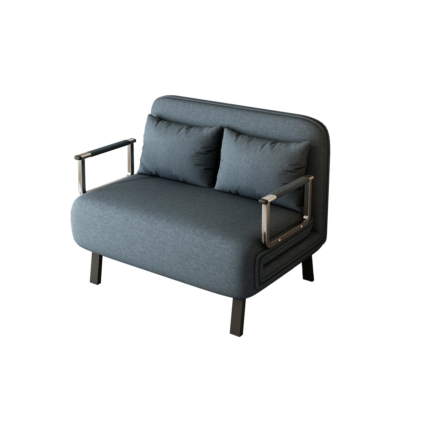 39″ Convertible Chair Bed, Tri-Fold Sofa Bed with Adjustable Backrest & Pillow, Leisure Chaise Lounge Couch with Sturdy Steel Frame