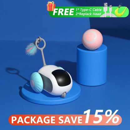 Smart Cat Toy. Interactive Cat Car Toy. Automatic Rolling or Remote Control for Indoor Cat Accessories & Kittens