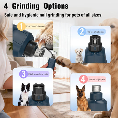 JOYU 6-Speed Quiet Pet Nail Grinder & Paws Clippers with Dual LED Lights for Cats & Dog Claws for Grooming