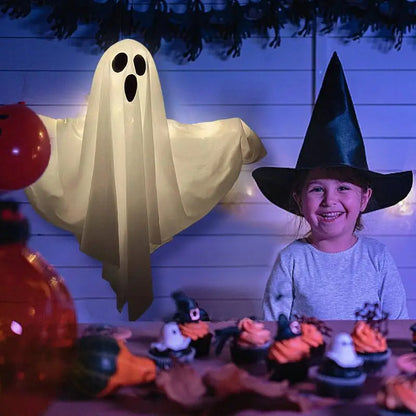 Halloween Party LED Glow Ghost Home Indoor & Outdoor Decoration. Haunted House Bar Hanging Horror Props with Lights