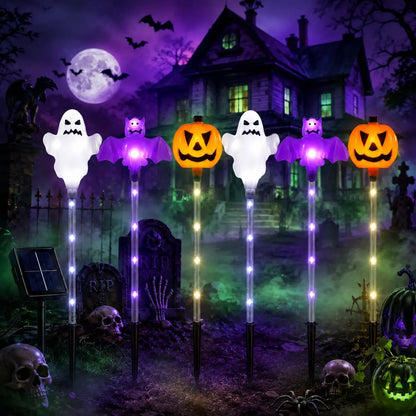 🎃 Halloween Solar Pumpkin Ghost Stake Lights