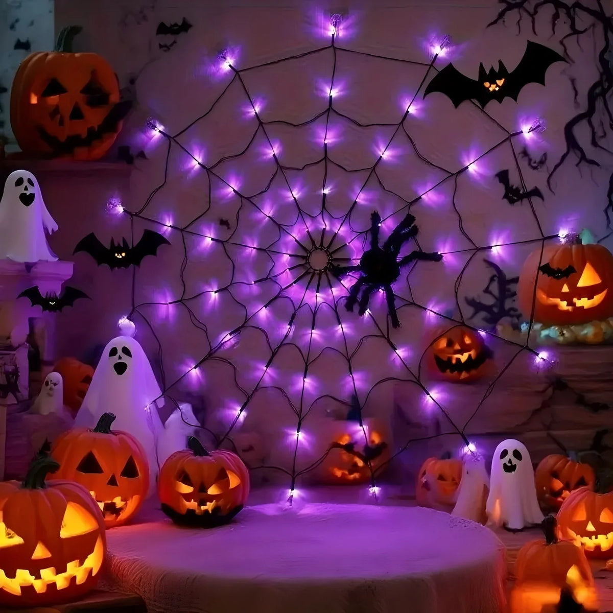 🕷️ Halloween Spider Web LED Net Lights