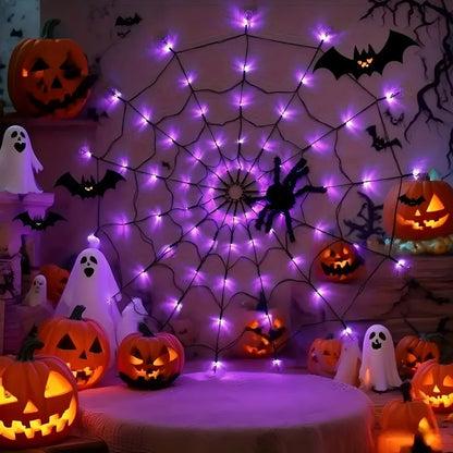 🕷️ Halloween Spider Web LED Net Lights