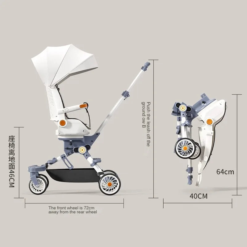 Ultra-lightweight, High Landscape, Three-speed Adjustable & Two-way One-touch Folding Baby Walking Stroller