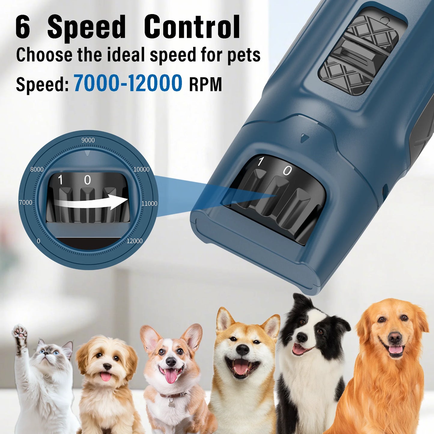 JOYU 6-Speed Quiet Pet Nail Grinder & Paws Clippers with Dual LED Lights for Cats & Dog Claws for Grooming