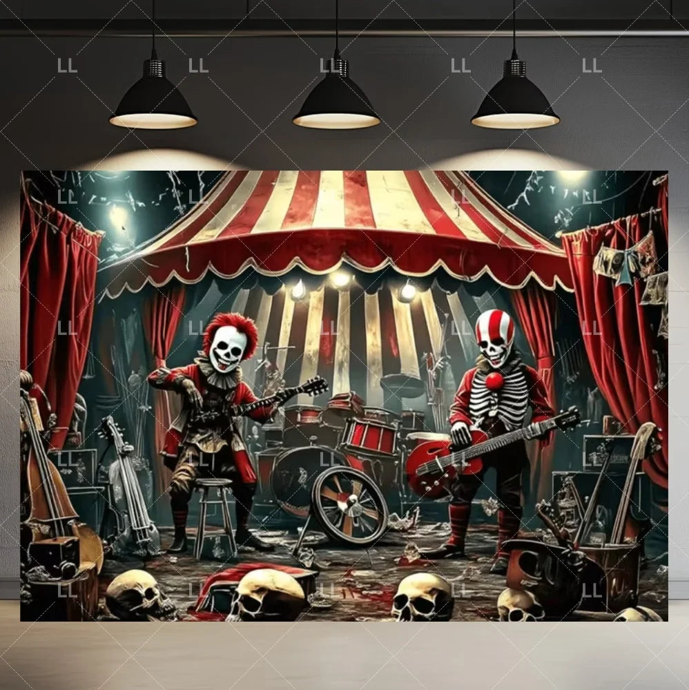🤡 Scary Circus Halloween Clown Backdrop
